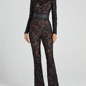 Nadine Merabi Bella Black Lace Jumpsuit